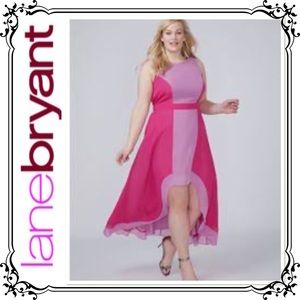 🆕 LANE BRYANT ⭐️ Fuchsia & Pink Hi-Low Color Block Panel Dress